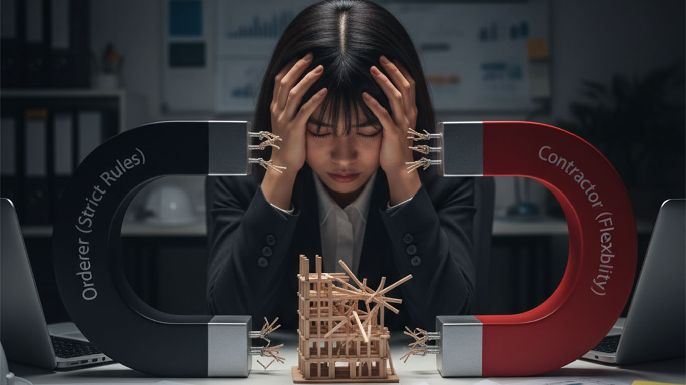 物作りの一体感や決定権のないことへストレスを感じる発注者支援業務に従事する女性