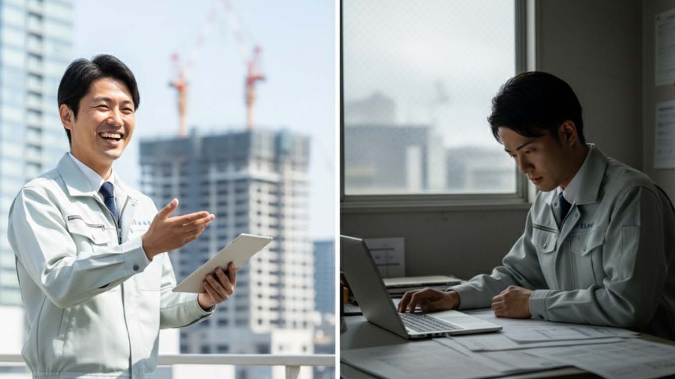 光の中で仕事をする技術者と影の中で仕事をする技術者