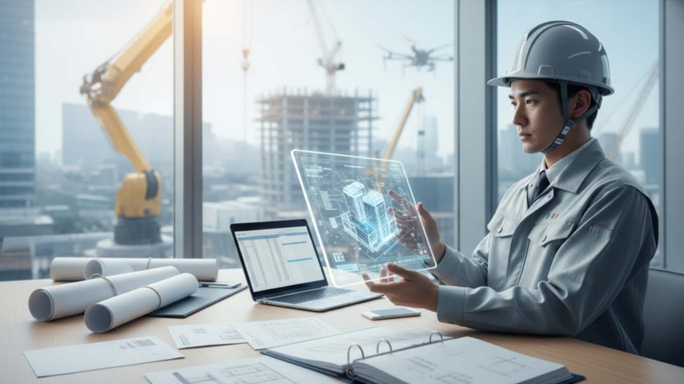 技術者が設計変更で協議資料を作成している画像