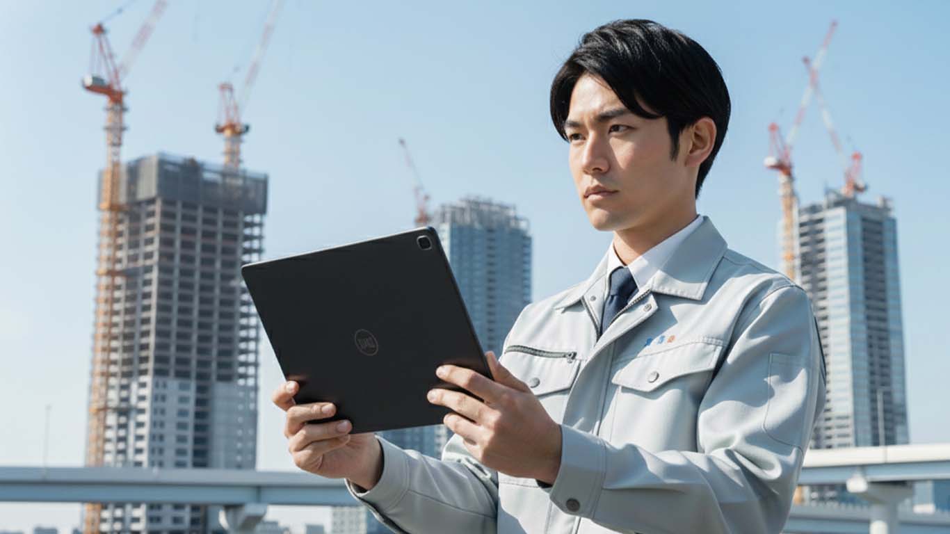 発注支援業務で真剣に仕事に取り組む男性