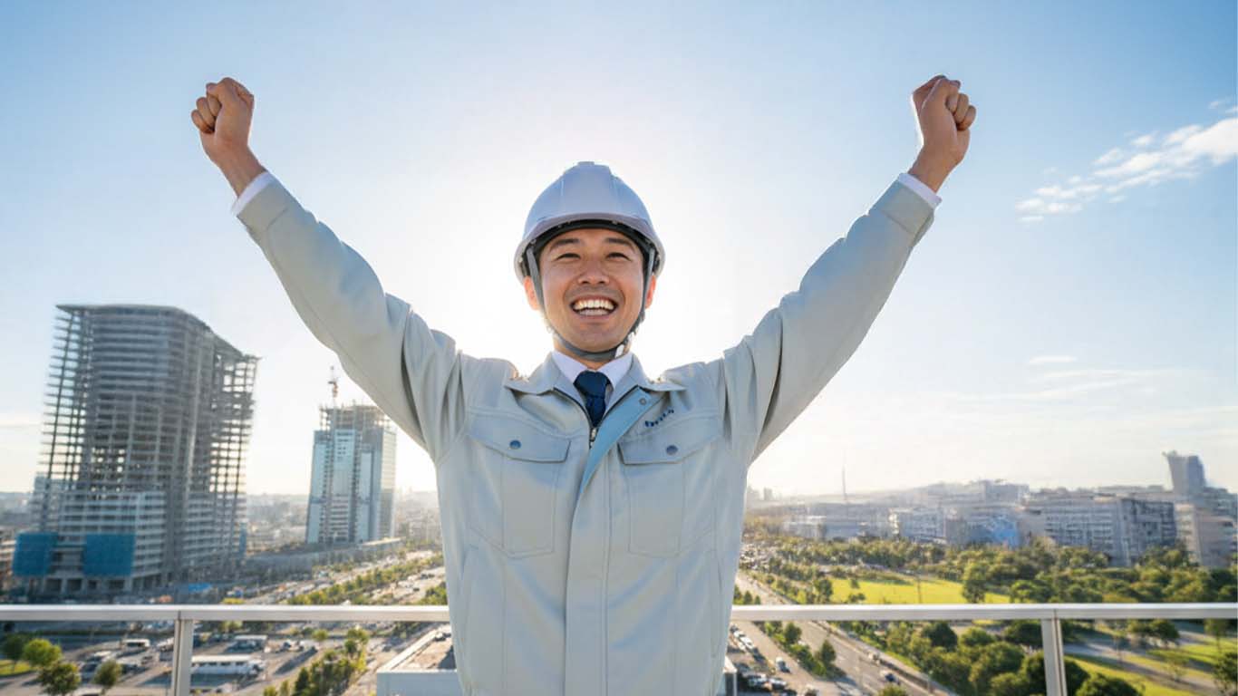 評価の仕組みを知って満足のいく仕事をしている施工管理の男性