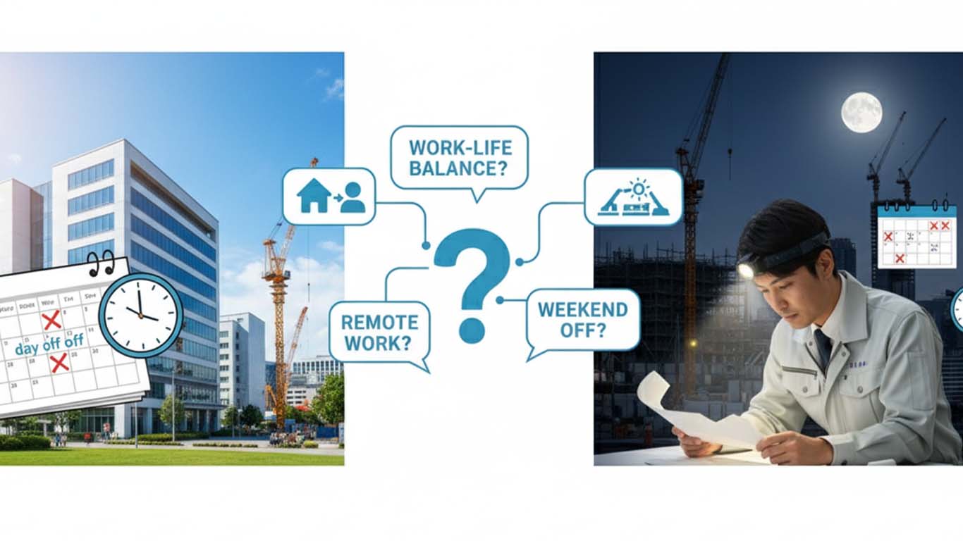 ライフワークバランスに関して考える施工管理の男性