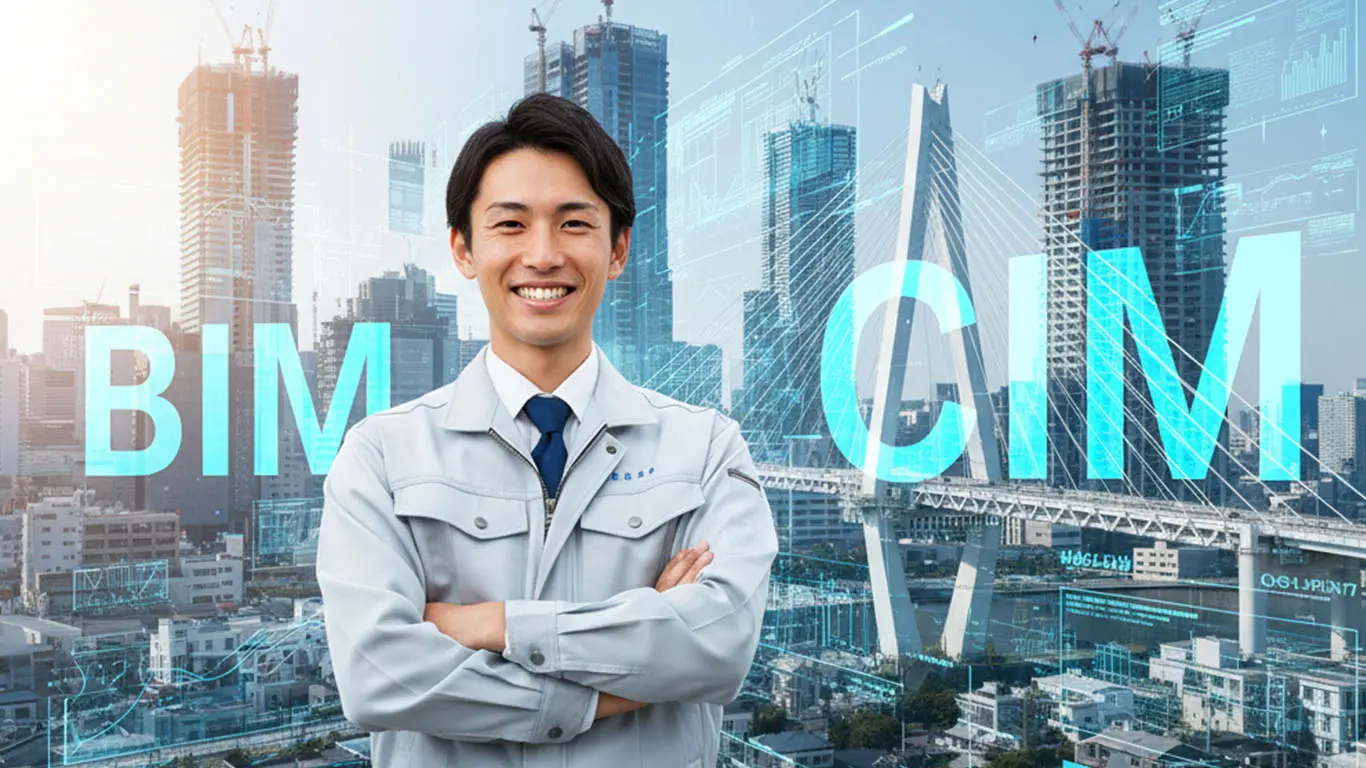 BIM/CIMの活用で余裕がありそうな施工管理の男性