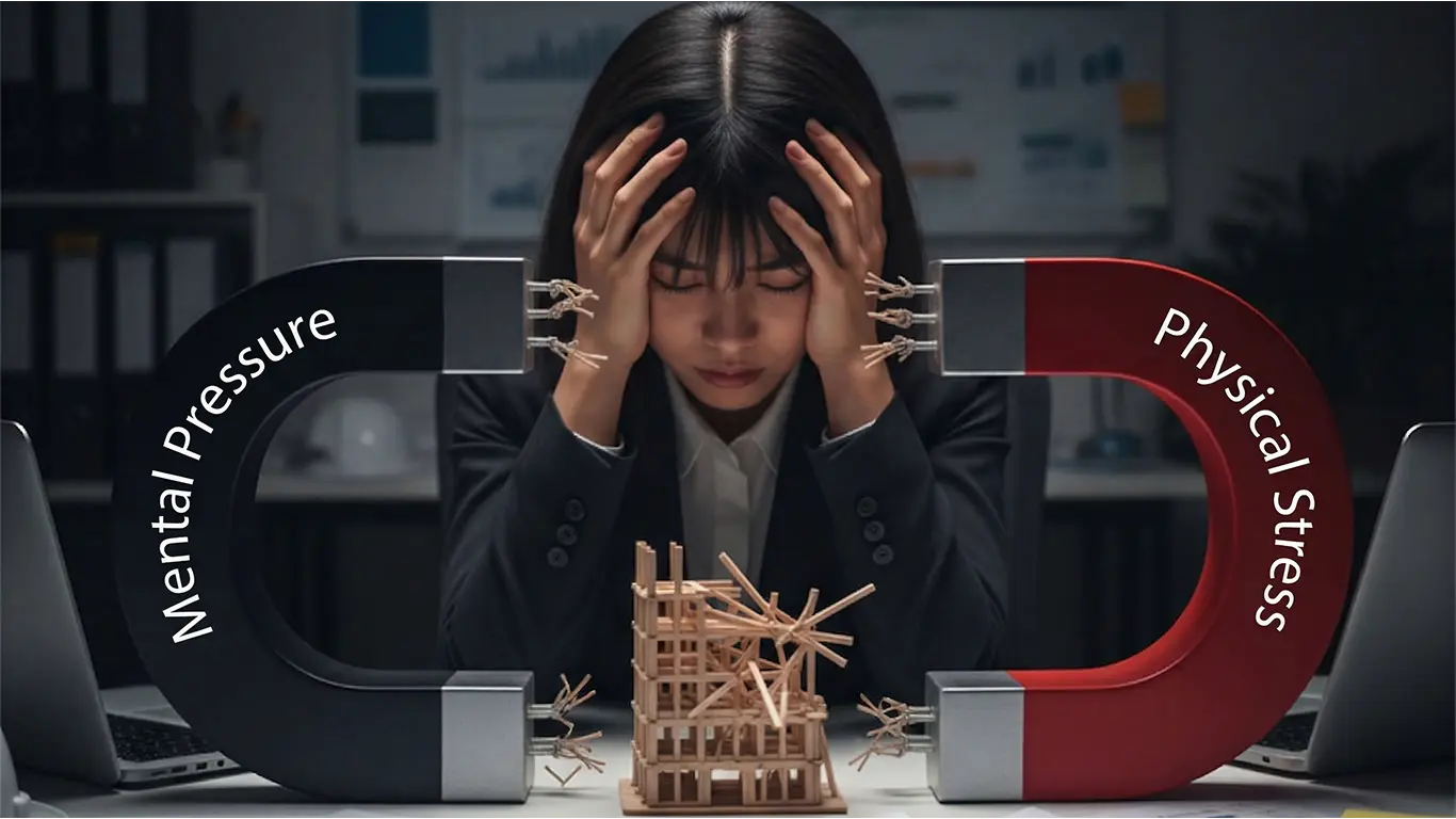精神的プレッシャーと肉体的プレッシャーに悩む施工管理