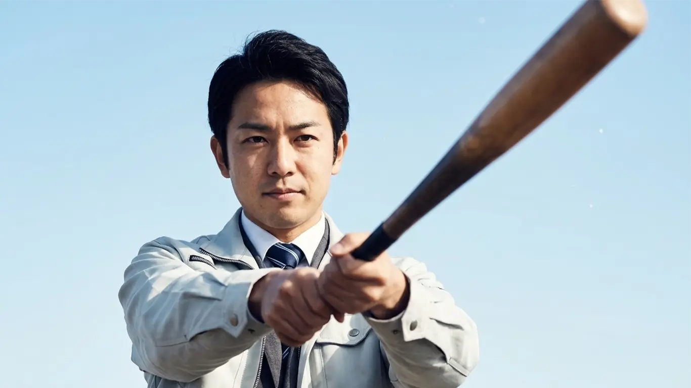 バッティングの練習をする技術士