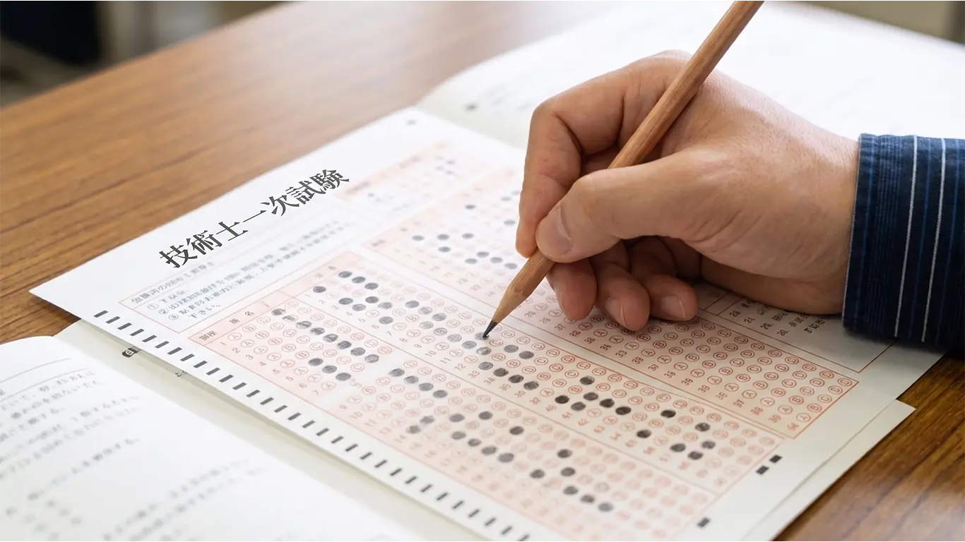 マークシート式の技術士一次試験の様子