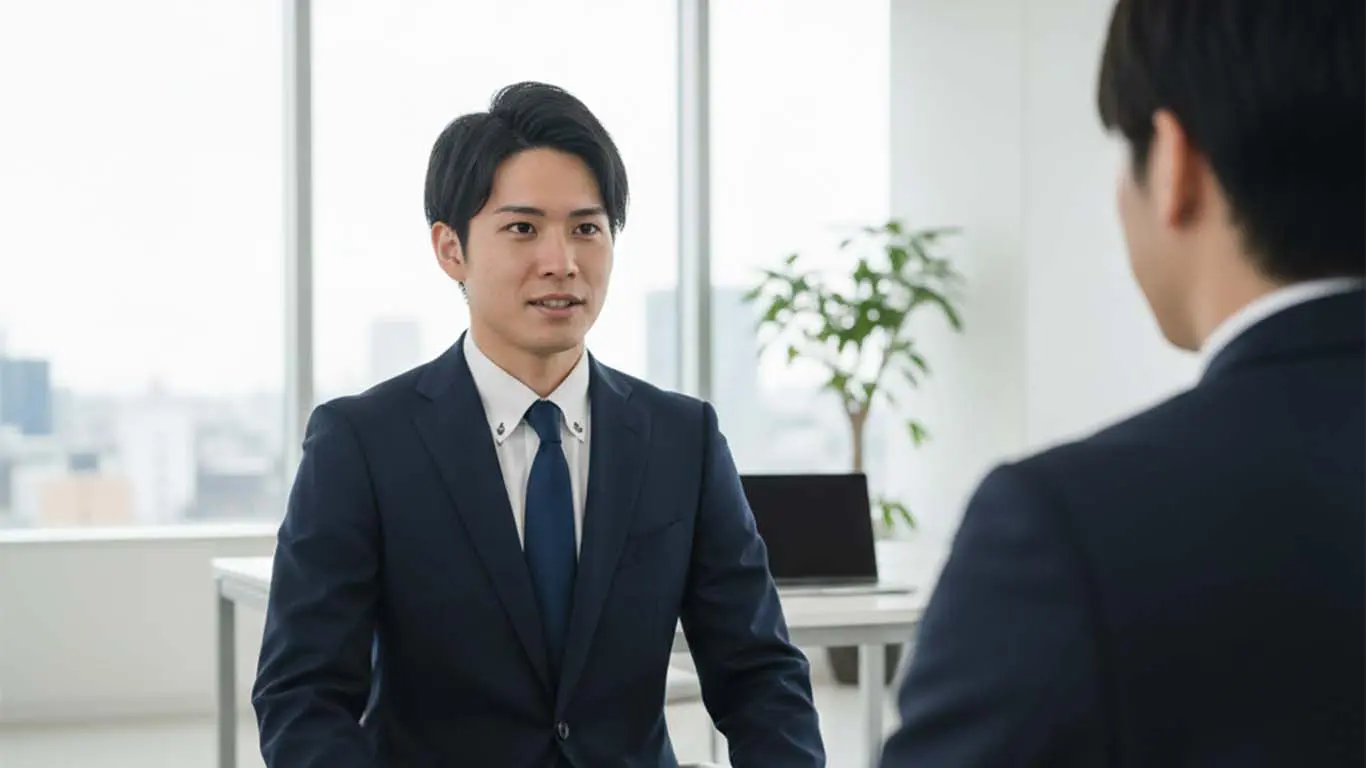 面接官に質問をする転職活動中の施工管理