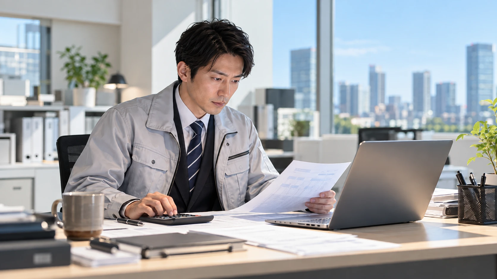 データを精査している施工管理